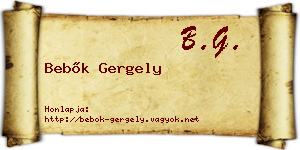 Bebők Gergely névjegykártya